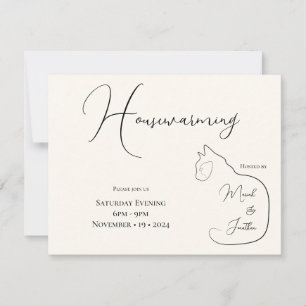 Invitación Minimalismo Sitting Cat Black & Cream Houting