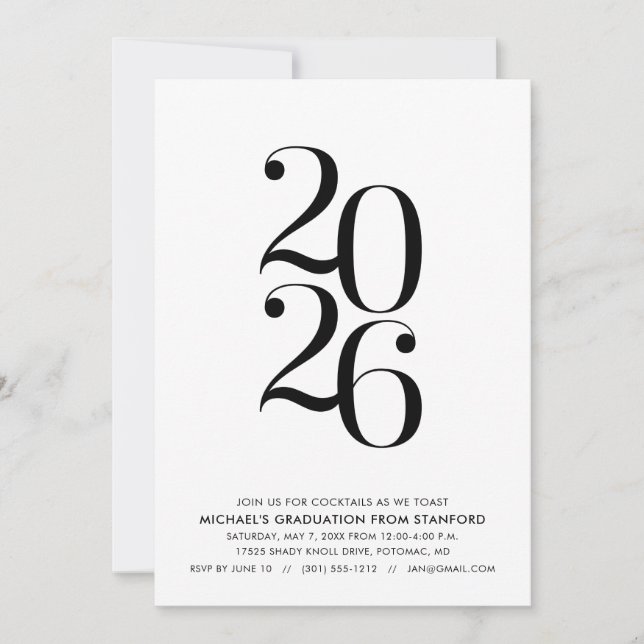 Invitación Minimalist 2026 Graduation Party Invitation (Anverso)