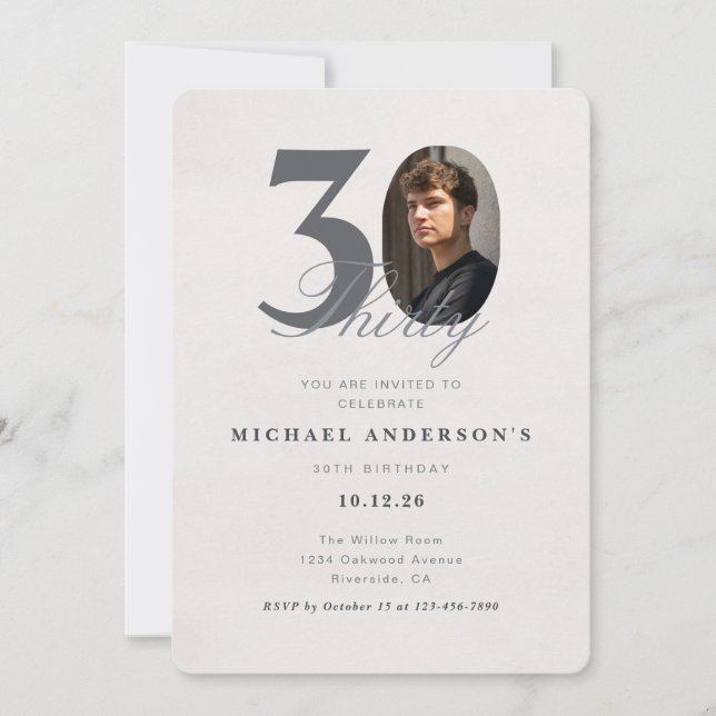 Invitación Minimalist 30th Year Birthday Invitation (Anverso)