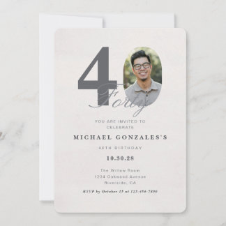 Invitación Minimalist 40th Year Birthday Invitation