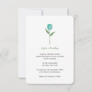 Invitación Minimalist Aquamarine Tulip