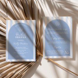 Invitación Minimalist Arch Blue & White Beachy Bridal Shower