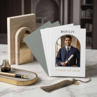 Invitación Minimalist Arch Photo Graduation | Stone Grey
