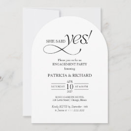 Invitación Minimalist Arch She Said Yes Engagement Party