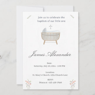 Invitación Minimalist Baby Christening Baptism Template