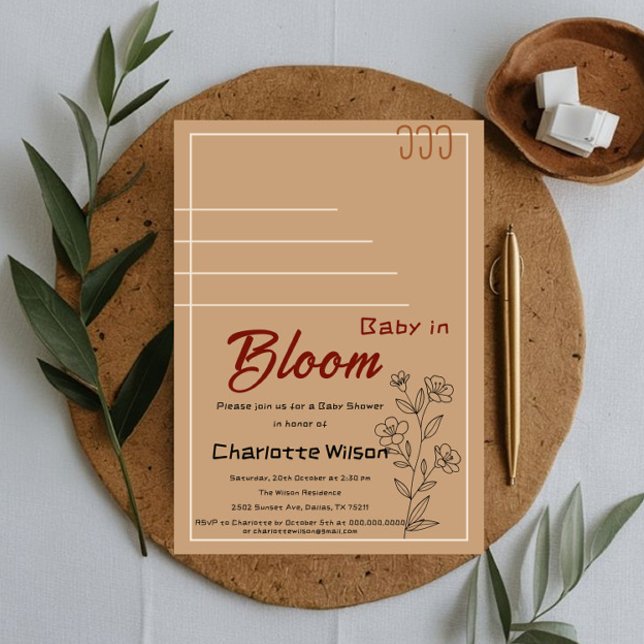 Invitación Minimalist Baby In Bloom Wildflower Baby Shower (Subido por el creador)