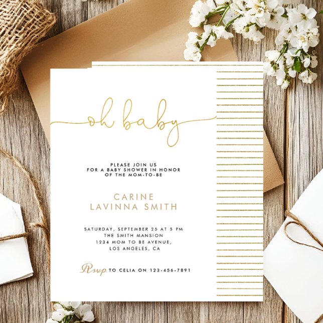 Invitación Minimalist Baby shower script modern invitation (Subido por el creador)