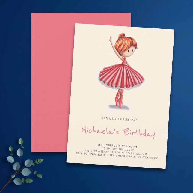 Invitación Minimalist Ballerina Pink Tutu Girl Birthday (Subido por el creador)