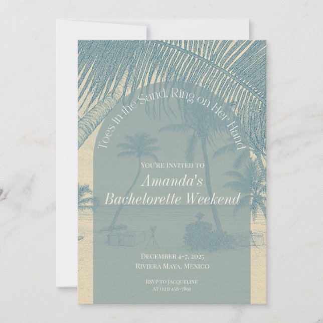 Invitación Minimalist Beach Bachelorette Invitation Itinerary (Anverso)