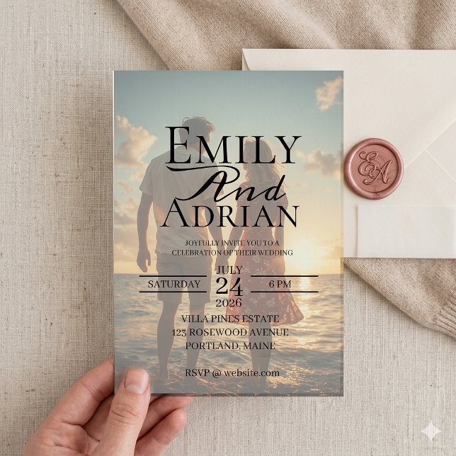Invitación Minimalist Beach Destination Photo Wedding  (Subido por el creador)