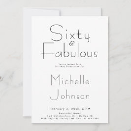 Invitación Minimalist Black 60 & Fabulous 60th Birthday Party