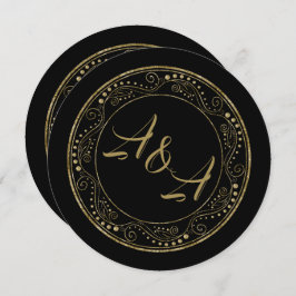 Invitación Minimalist Black and Gold Wedding Invitation