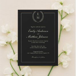 Invitación Minimalist Black And Sage Wedding Invitation