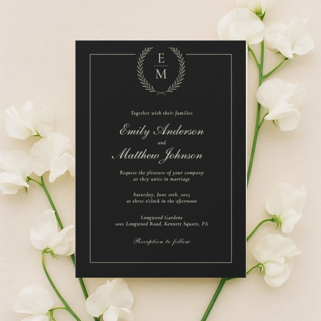 Invitación Minimalist Black And Sage Wedding Invitation (Subido por el creador)