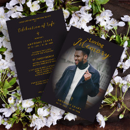 Invitación Minimalist Black Gradient Overlay Photo Funeral