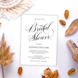 Invitación Minimalist Black Handwritten Script Bridal Shower
