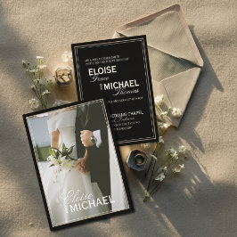 Invitación Minimalist Black Tie Formal Photo Wedding