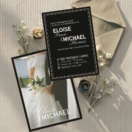 Invitación Minimalist Black Tie Formal Photo Wedding
