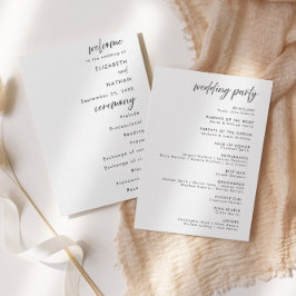 Invitación Minimalist Black Tie Wedding Ceremony Program