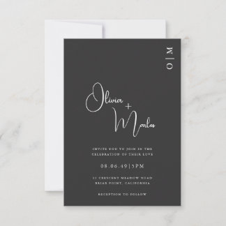 Invitación Minimalist Black Wedding QR code Invitation card