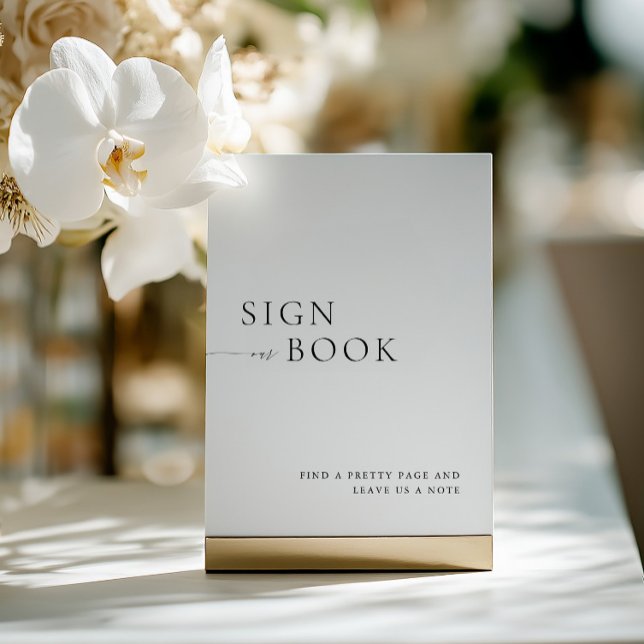 Invitación Minimalist Black & White Guest Book Sign (Minimalist Black & White Guest Book Sign)