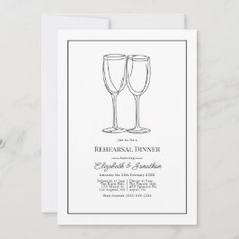 Invitación Minimalist Black & White Wedding Rehearsal Dinner
