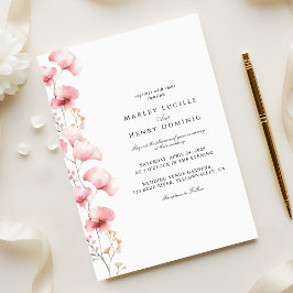 Invitación Minimalist Blush Pink Floral Spring Wedding