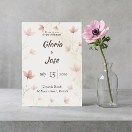 Invitación Minimalist Blush Pink Wildflower Wedding