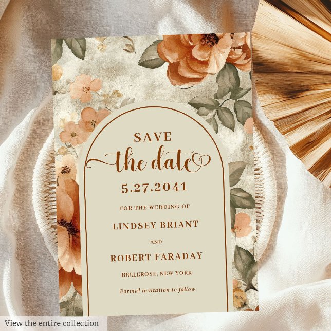 Invitación Minimalist Boho Burnt Orange Sage Save The Date (Minimalist Boho Burnt Orange Sage Save The Date)