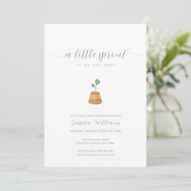 Invitación Minimalist Boho Little Sprout Garden Baby Shower (Anverso de pie)