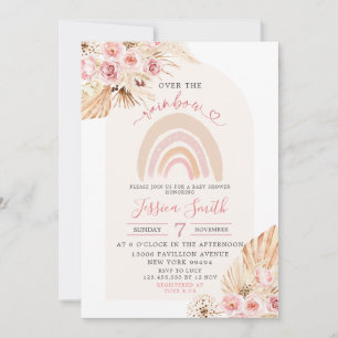 Invitación Minimalist Boho Over The Rainbow Baby Shower