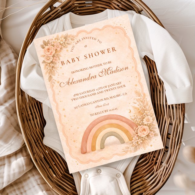 Invitación Minimalist Boho Rainbow Baby Shower (Subido por el creador)