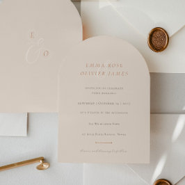 Invitación Minimalist Boho Sand Copper Script Wedding