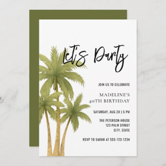 Invitación Minimalist Boho Tropical Summer Adult Birthday