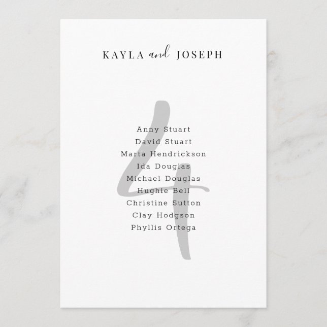 Invitación Minimalist Bold Wedding Table Number 4 Card (Anverso)