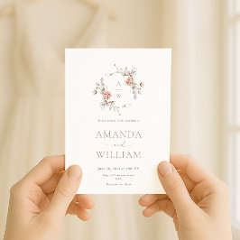 Invitación Minimalist Botanical Monogram Invitation