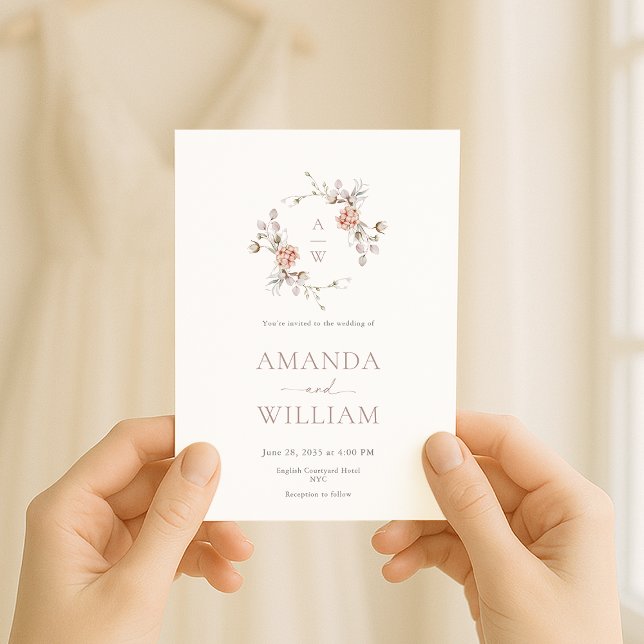 Invitación Minimalist Botanical Monogram Invitation (Subido por el creador)