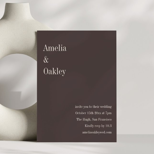 Invitación Minimalist Brown Elegant Chic Modern Wedding (Subido por el creador)