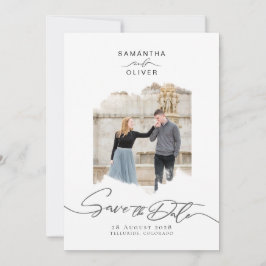 Invitación Minimalist Brush Stroke Photo  Frame Save the Date