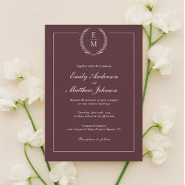 Invitación Minimalist Burgundy Wedding Invitation