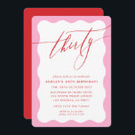 Invitación MINIMALIST Calligraphy wave 30th party pink red<br><div class="desc">by kat massard / WWW.SIMPLYSWEETPAPERIE.COM
Love the design,  but would like to see some changes - another colour scheme,  product,  add a photo or adapted for a different occasion - no worries simply contact me,  kat@simplysweetPAPERIE.com I am happy to help!</div>
