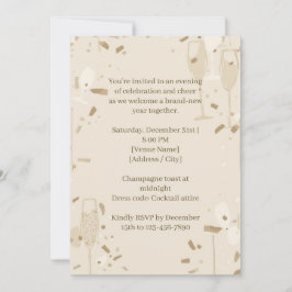 Invitación Minimalist Champagne New Year’s Eve Invitation