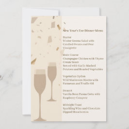Invitación Minimalist Champagne Party Menu | Elegant Beige