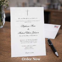 Invitación MINIMALIST Christian Cross Formal Church Wedding