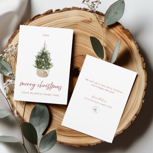 Invitación Minimalist Christmas Tree Business Holiday Card (Subido por el creador)