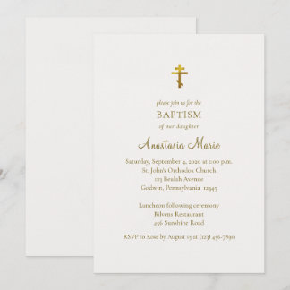 Invitación Minimalist Classic Orthodox Christian Baptism