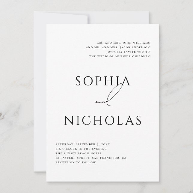 Invitación Minimalist Classic Wedding | Elegant Typography (Anverso)