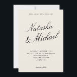 Invitación Minimalist Classy Black and Ivory Wedding<br><div class="desc">Create your own custom wedding invitations in a minimalist elegant style. Add your personalized details of your wedding day in modern typography with names in classic script design.</div>