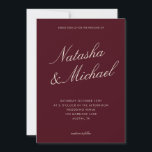 Invitación Minimalist Classy Burgundy Wedding<br><div class="desc">Create your own custom wedding invitations in a minimalist elegant style. Add your personalized details of your wedding day in modern typography with names in classic script design.</div>
