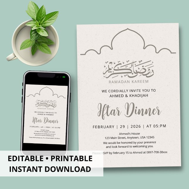 Invitación Minimalist Clean Line Art Ramadan Iftar Invitation (Subido por el creador)
